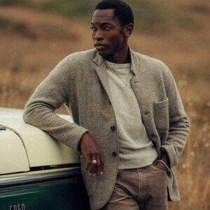 Buck Mason Men's Felted Wool Chore Coat Blazer Heather Stone Size L NWT